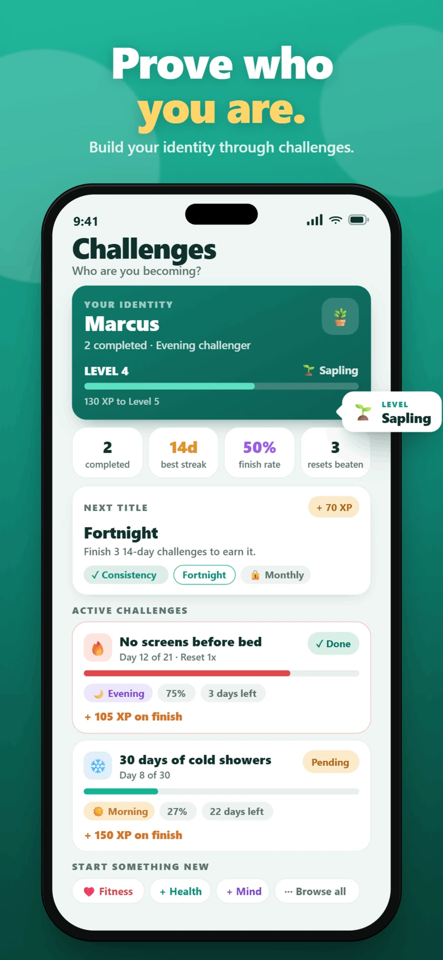 Challenges and identity screenshot
