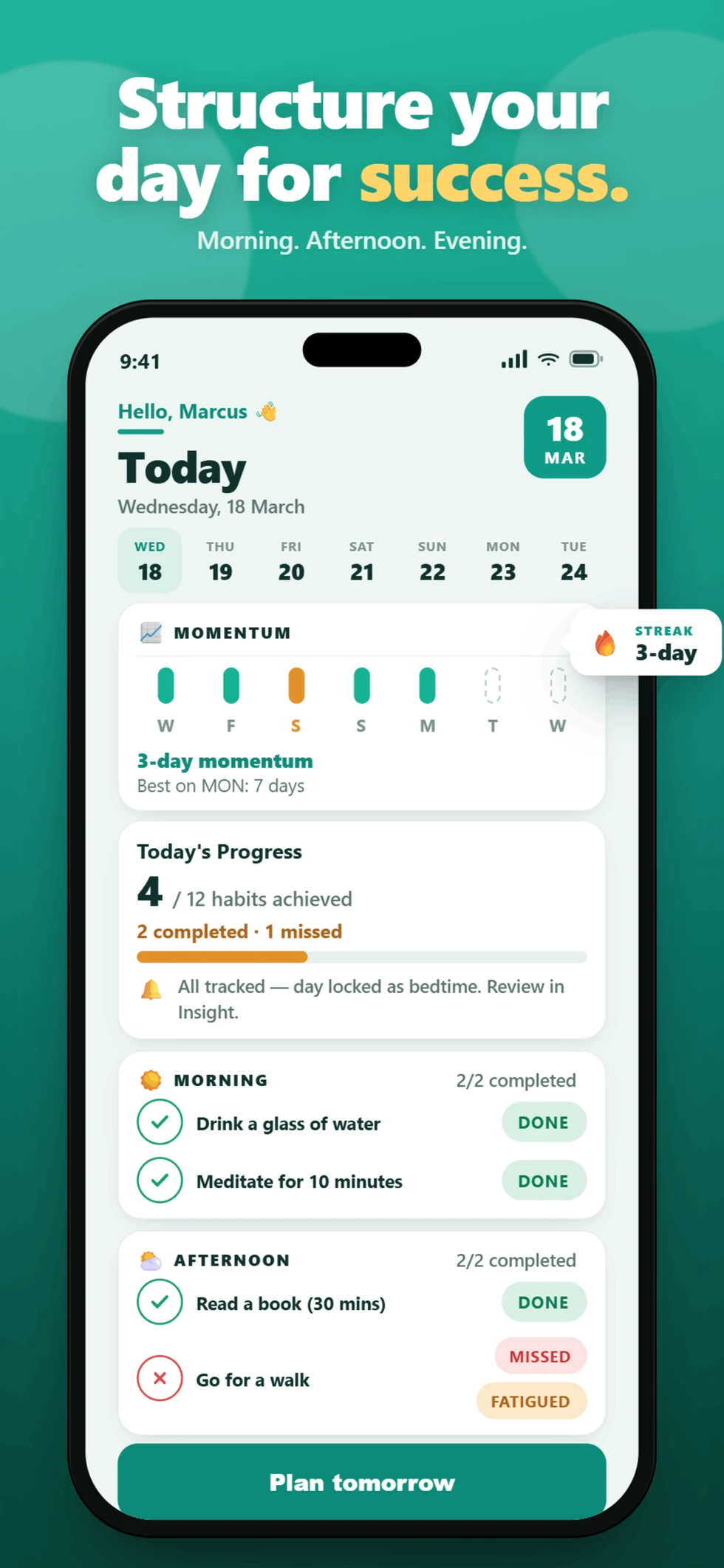 Daily habit tracker home screenshot