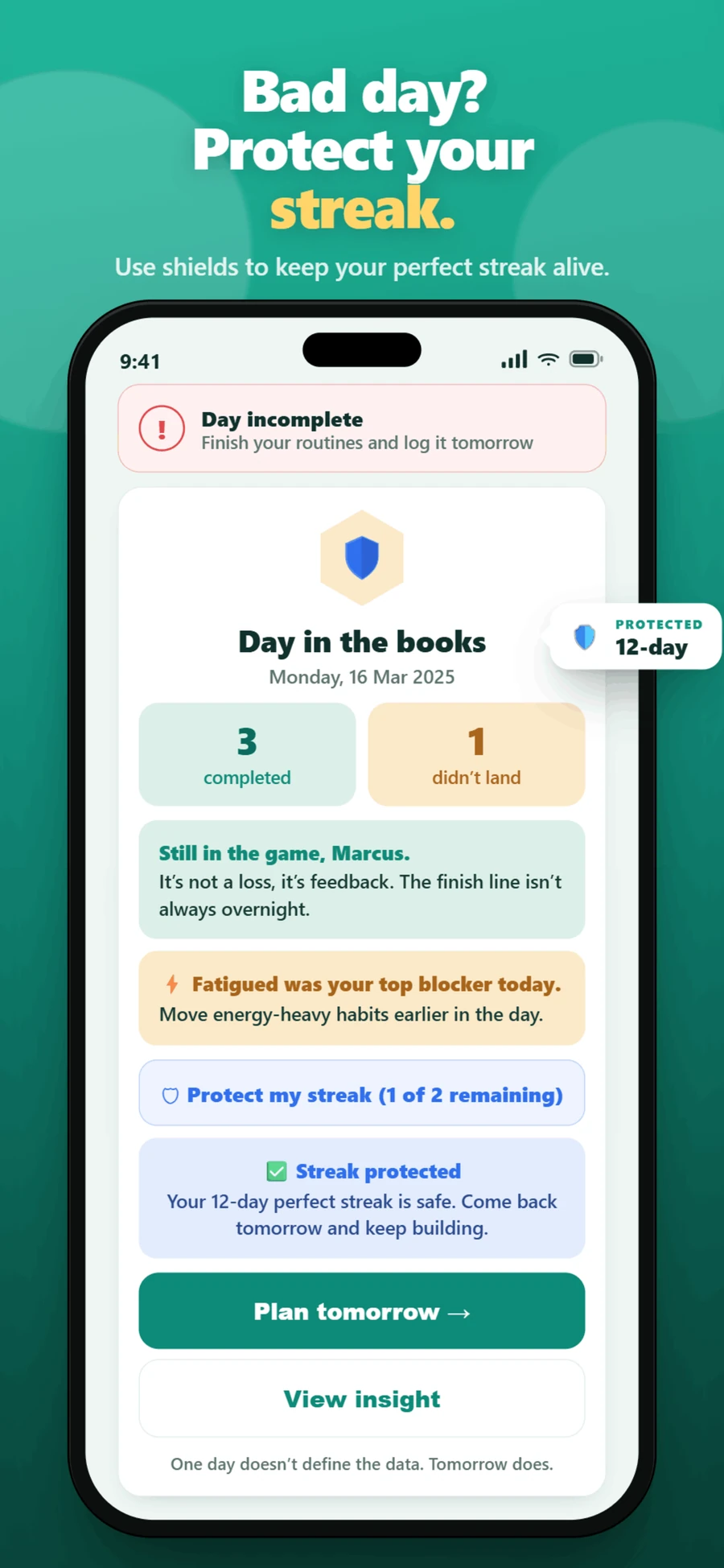Streak protection screenshot