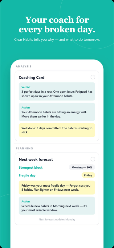 Coaching Card — Verdict and Action delivered daily